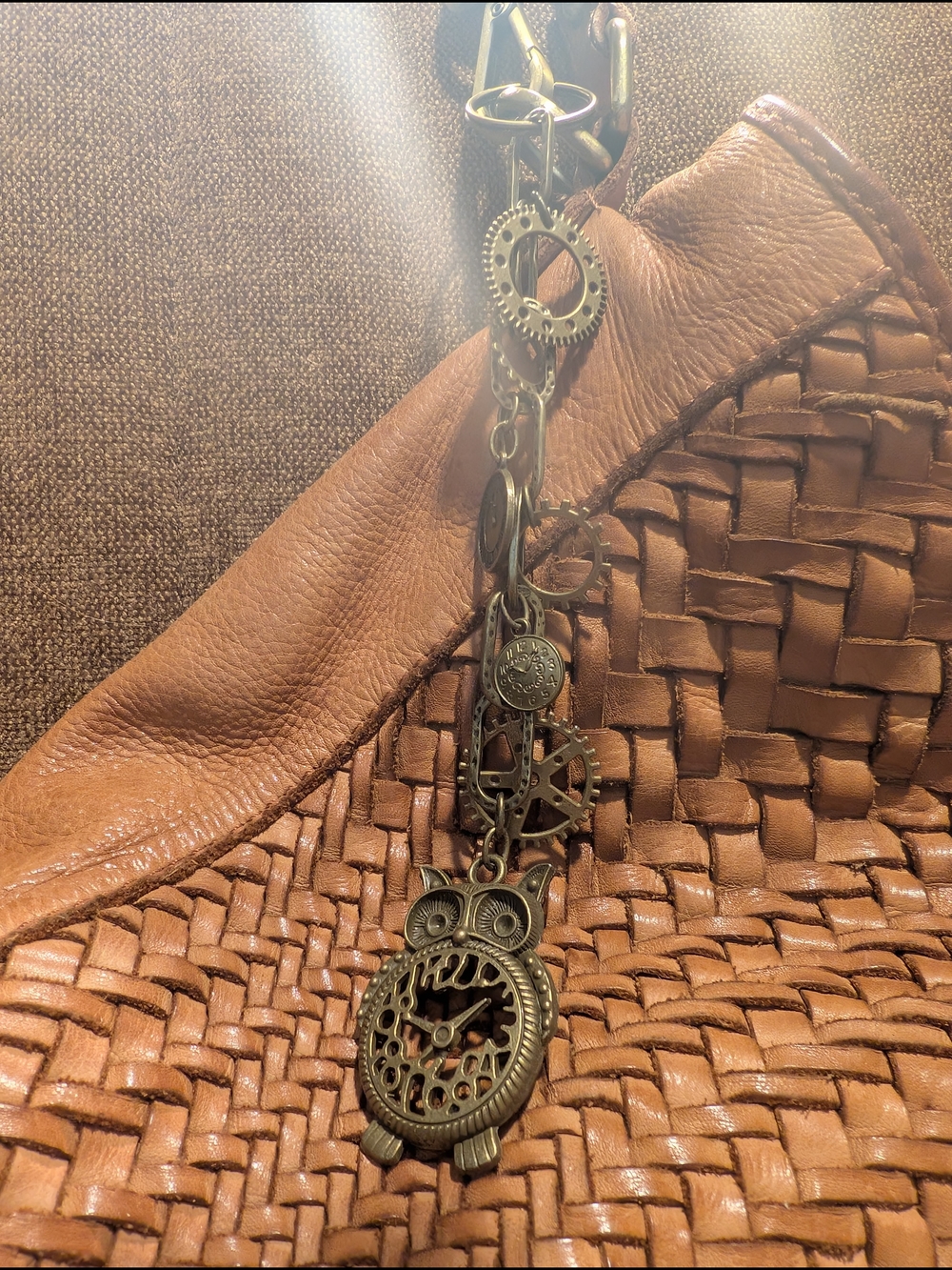 Antique Brass Purse Charm or Keychain